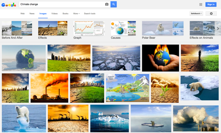 Climate change image search